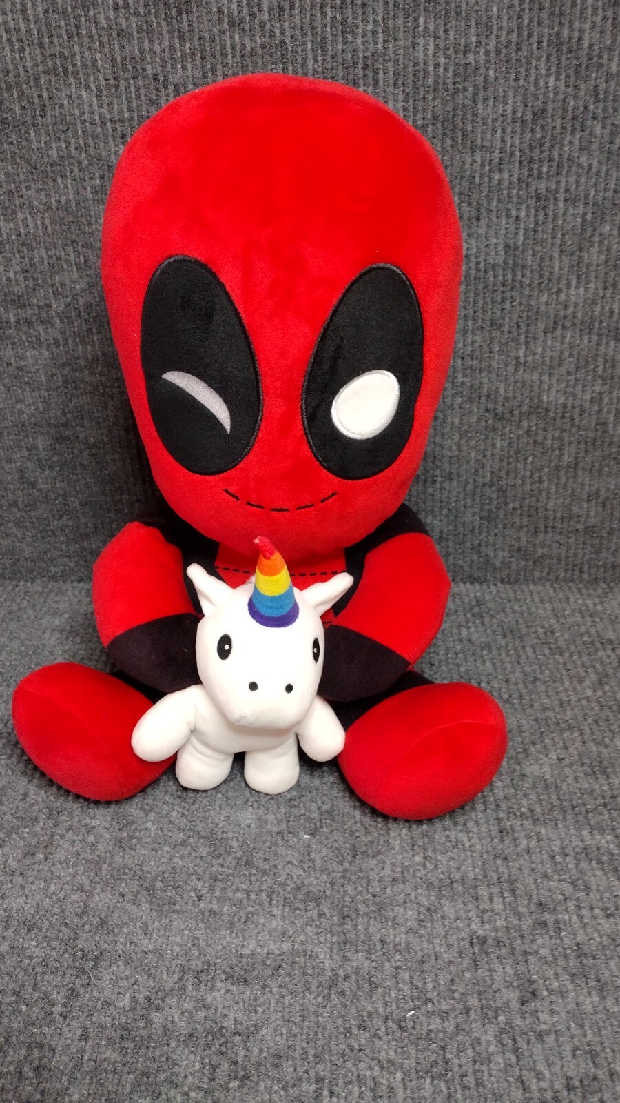Marvel Deadpool Riding a Unicorn Vibrating Plush HugMe Toy 14 inch Red