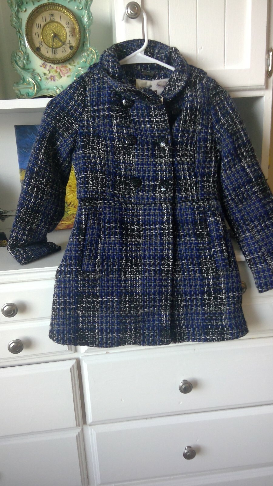 Jessica Simpson Blue Plaid Children Winter/Fall Coat Size 8
