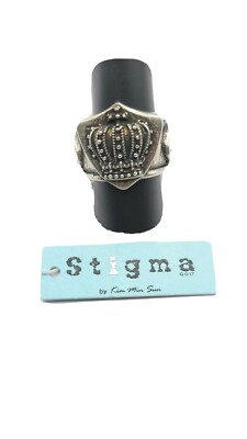 King Queen Crown Ring Oxidized Silver & Black