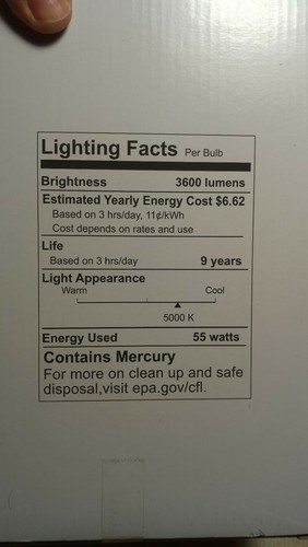 New Longstar Compact Daylight Full Spectrum 5000K 55W Fluorescent Light Bulb