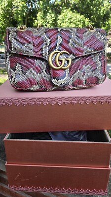 Gucci GG Marmot  Small Python Shoulder Bag New