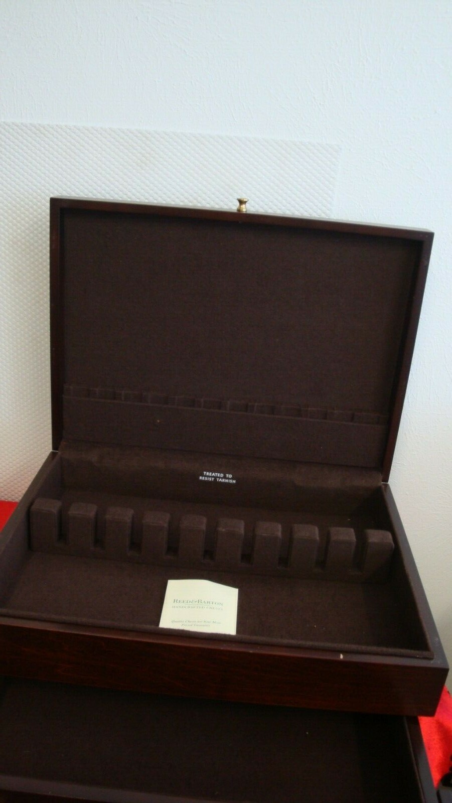 Vintage Reed & Barton Hand-crafted Wood Storage Chest wDrawer for Silverware US