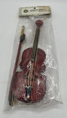 Copy Cat Christmas Collection Wooden Violin/Cello w/ Bow Décor/Ornament - 'NIP'