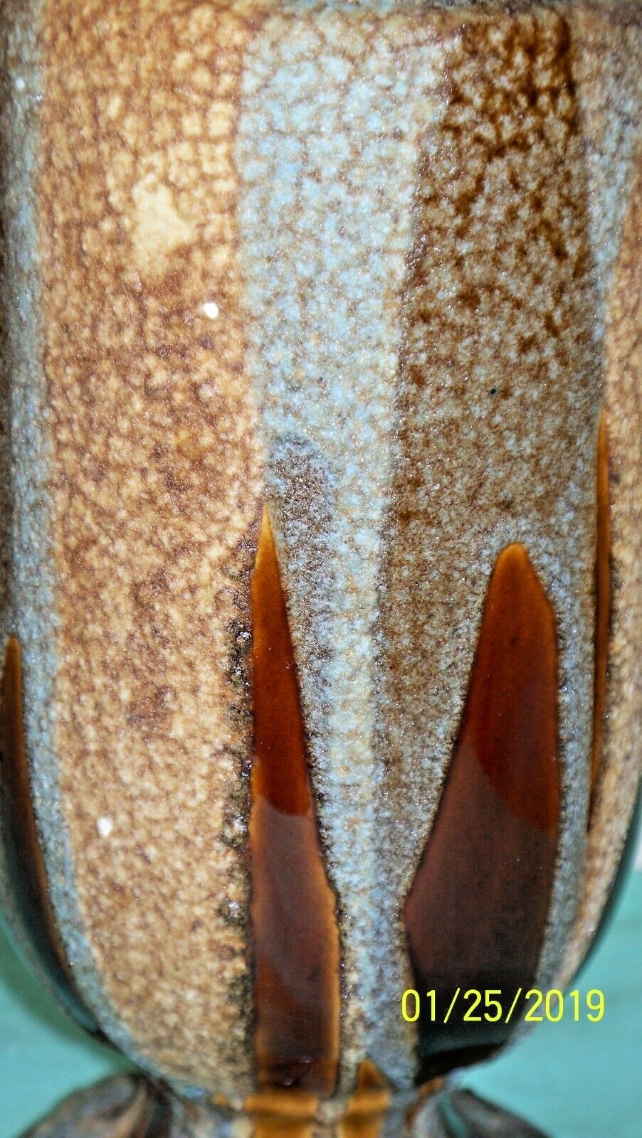 Vintage Haeger USA Pottery Brown Sand Lava Drip Glaze 12 1/2