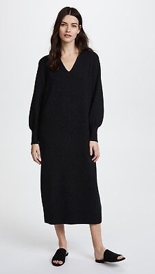 Pre-owned Vince Wool Cashmere Blend Midi Dress Heather Carbon Size S, M $395