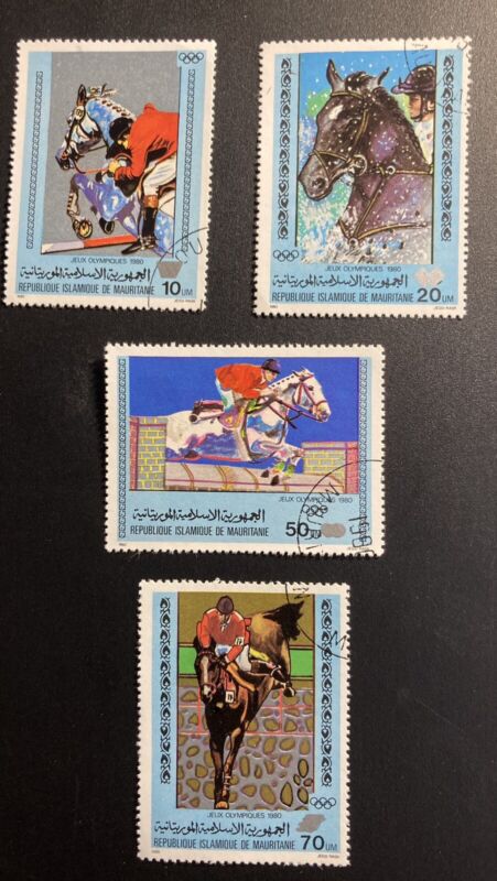 Mauritania Rep.  Complete Set of 4 Olympic Horses SC#446-449. Lot #B07-042018