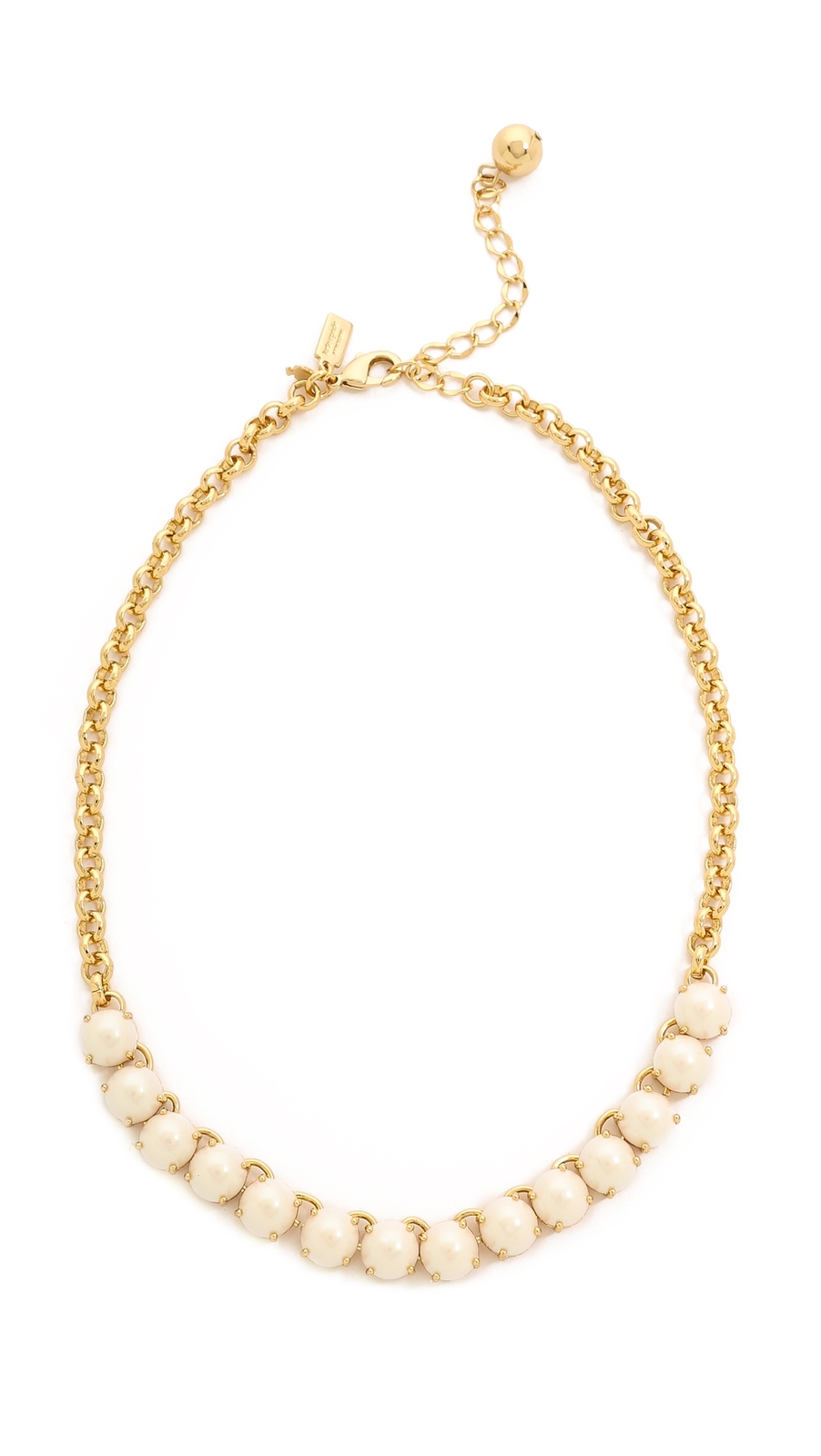 Kate Spade Gold Plated Squared Away Faux Pearl bib Necklace 143760