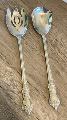 Reed & Barton Heritage Mint 18/10 Stainless   2 PC 12'' Salad Serving Set