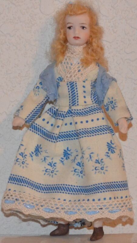 Dollhouse Doll Victorian Young Girl 1.12 Scale Polymer Sculpt Doll