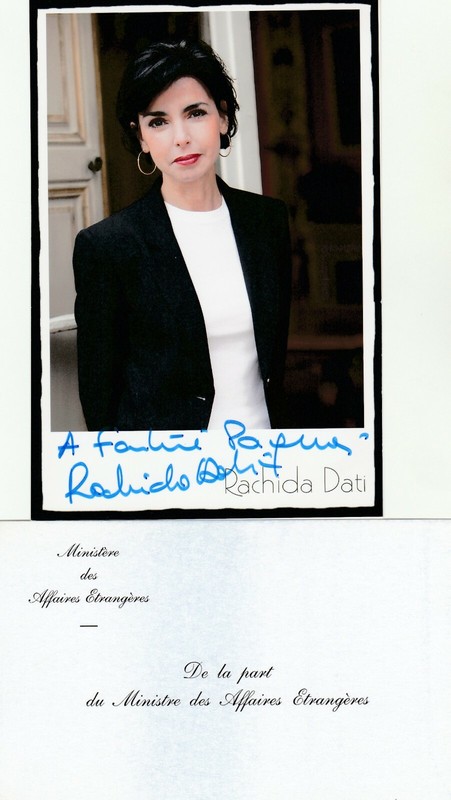Autographe Original: Rachida Dati / Ministre De La Culture / AnnÃ©E 2024.