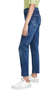 Pre-owned Moussy Wilbur Tapered Mid Rise Jean In Blue - Size 25