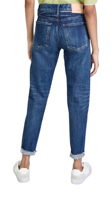 Pre-owned Moussy Wilbur Tapered Mid Rise Jean In Blue - Size 25