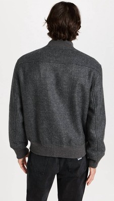 Pre-owned Alex Mill Dean Bomber Jacket In Wool In Charcoal - Size Xl In Gray