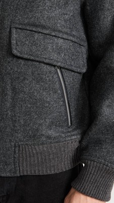 Pre-owned Alex Mill Dean Bomber Jacket In Wool In Charcoal - Size Xl In Gray