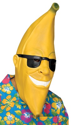 ADULT BANANA MAN FRUIT HEAD FULL LATEX MASK FUNNY COSTUME FW93315