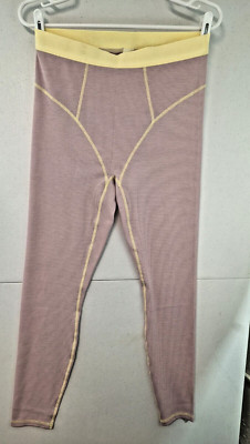 Fabletics Women's Large Short Waffle Leggings NWT $59.95 Muted Mauve/Butter