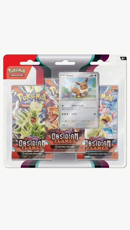 PokÃ©Mon Obsidian Flames - 3 Pack Booster Blister - Eevee - Neu Ovp Sealed (En)