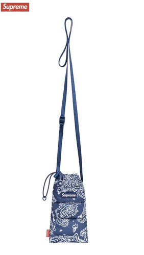 Supreme Puffer Neck Pouch Bag Blue Paisley FW22 Week 14