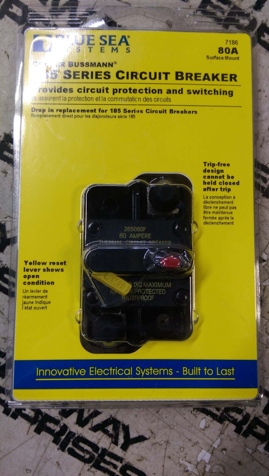 Blue Sea 80a Circuit Breaker Surface-Mount 285 Series 7186 - Picture 1 of 2