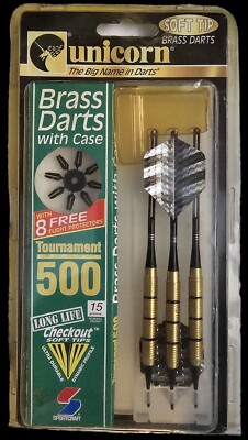 Unicorn Brass Darts Soft Tip Set Tournament 500 Series New
