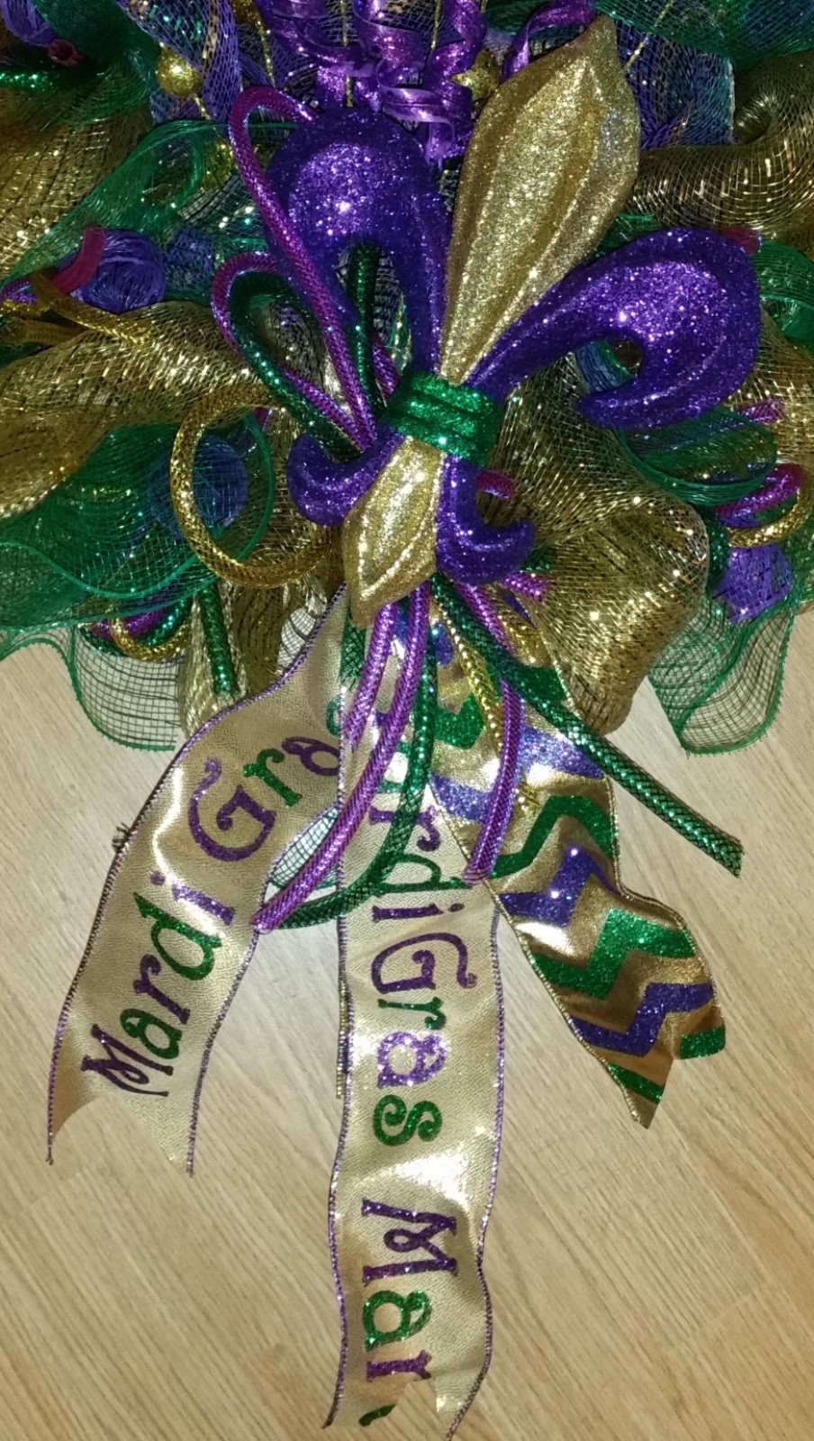 Mardi Gras Wreath Fleur de Lis Wreath Deco Mesh Wreath Mardi Gras door wreath