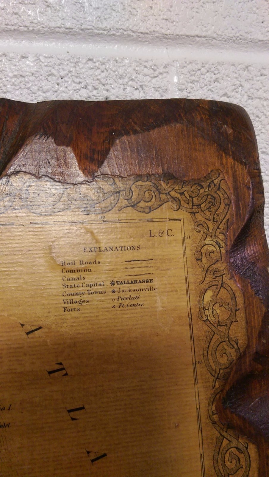 Colton's Florida Antique Map Rare JH 1855 1967 Lewis and Clark Vintage Wooden