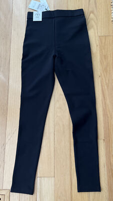 New Zara Pants Womens Extra Small Black  Leggings Stretch Zipper