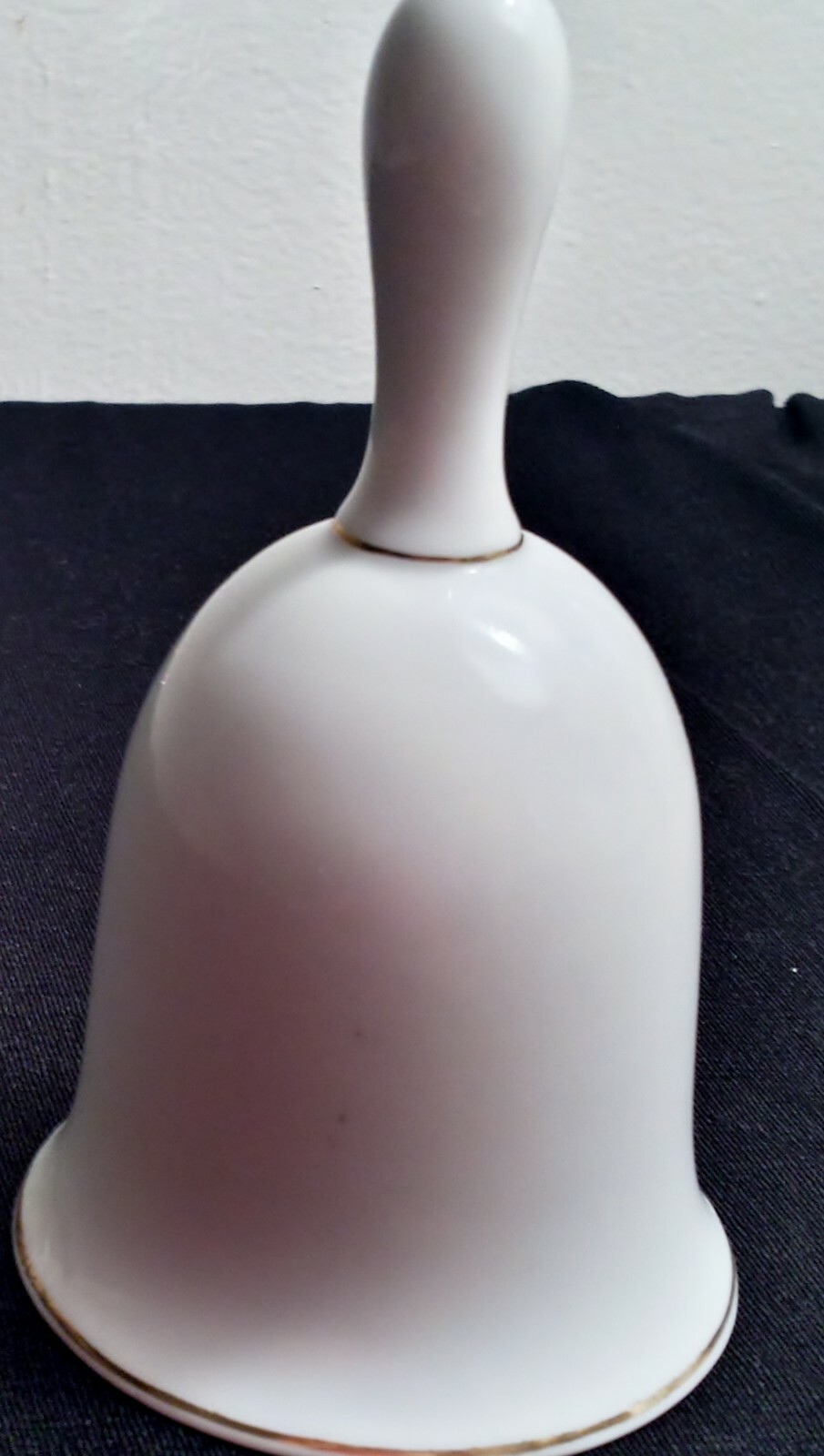 Vintage Otagiri Japan Bell * White with Gold Trim with a Raised Pink Rose