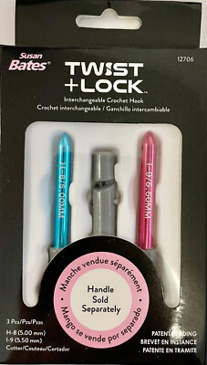 SUSAN BATES Twist + Lock Interchangeable Crochet Hooks - YOU CHOOSE!