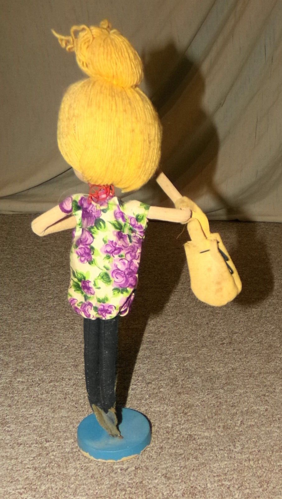 Rare Vintage 1960's Herman Pecker Pose Doll Girl W/ Purse  13" Tall CUTE !!