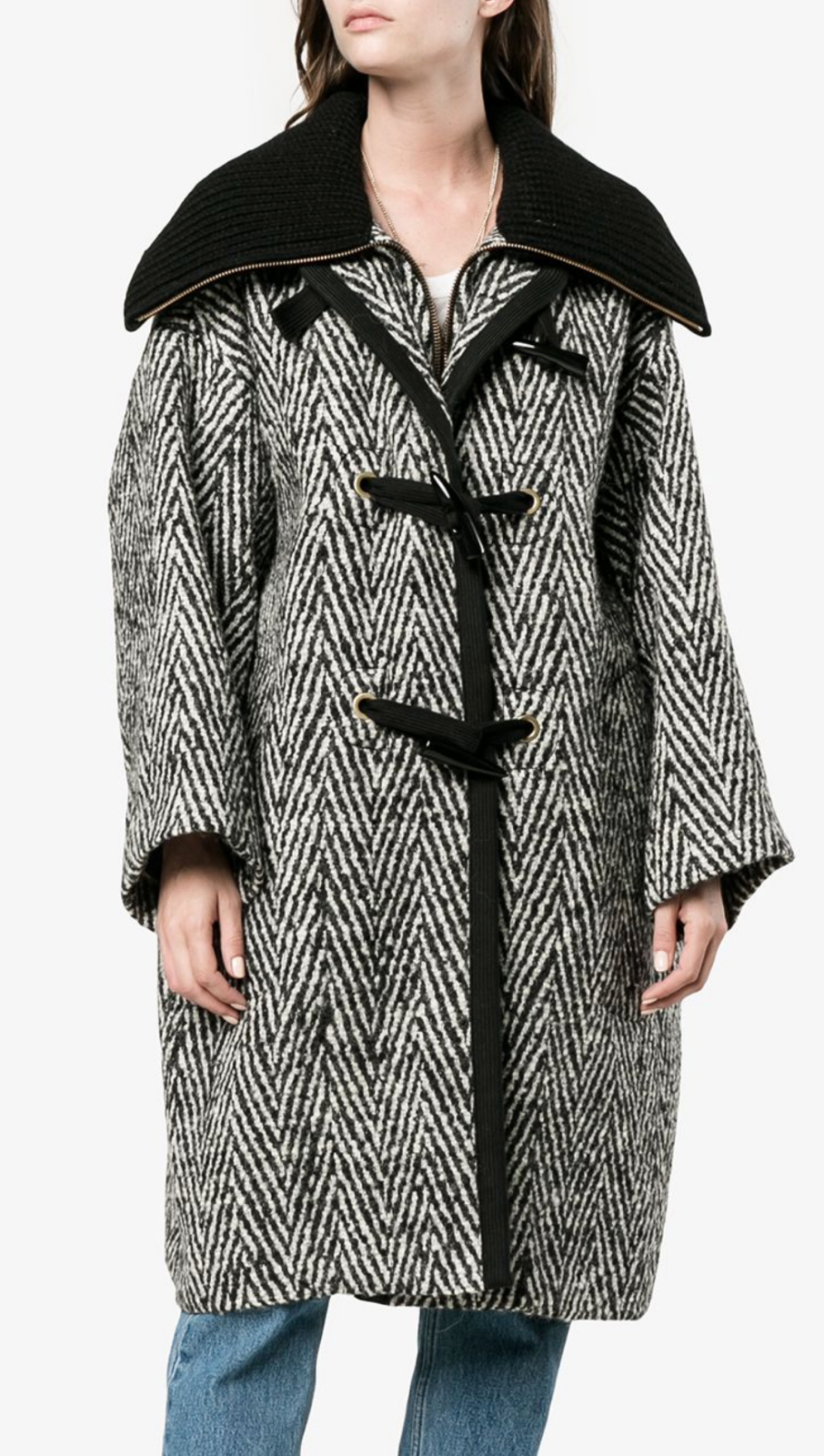 Pre-owned Chloé Cult Stripe Oversized Cocoon Coat Waist Long Jacket Parka 36 In Black