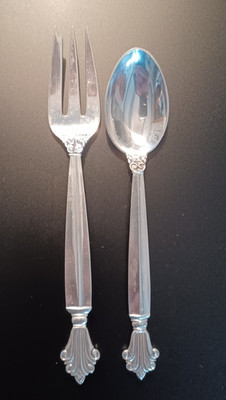 Georg Jensen ACANTHUS Kuchengabel und Kaffeelöffel 925er Sterling Silber