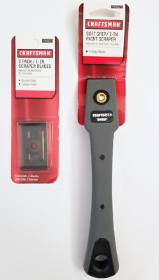 NOS USA Craftsman Soft Grip 1'' Paint Scraper + Replacement Blades, #94820, 94822