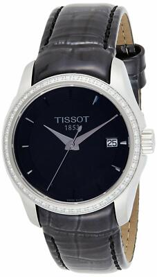 Часы Tissot Ladies Couturier с черным циферблатом и бриллиантами из кожи - T0352106605100 НОВИНКА