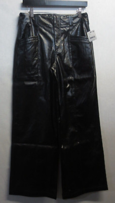 FREE PEOPLE LADIES STAR CROSSED LOVERS STRAIGHT LEATHER PANT - BLACK - SIZE 4
