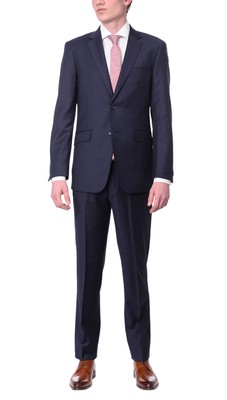 Мужской однотонный темно-синий приталенный пиджак Label M Sportcoat