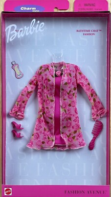 Barbie Bathtime Chat pink dress & sheer cover w roses Fashion Avenue 1999 NRFB
