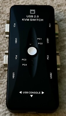 USB 2.0 4 Port Monitor VGA SVGA KVM Switch Box PC Mac Keyboard Mouse Free Ship