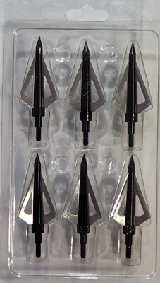 6PCS Hunting Broadheads 125 Grain Stainless Steel 3-Blade Integral Forming Tips