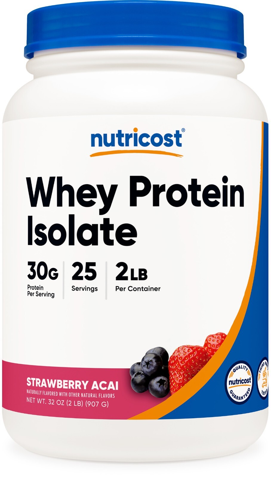 Изолят сывороточного протеина Nutricost (клубника асаи, 2 фунта)