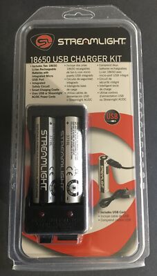 Streamlight 18650 Battery Charger Kit USB W/2 18650 Rechargeable Batteries New
