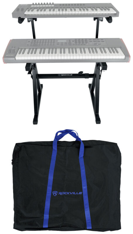 Rockville Z55 Z-Style 2-Tier Keyboard Stand+Travel Bag Adjustable Height + Width