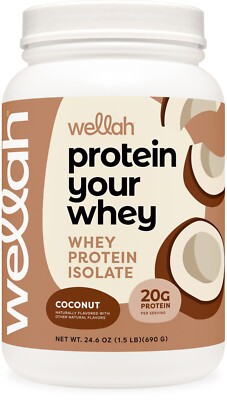 Wellah Your Whey (30 Servings, Coconut Flavored) - Whey Protein Isolate Protein