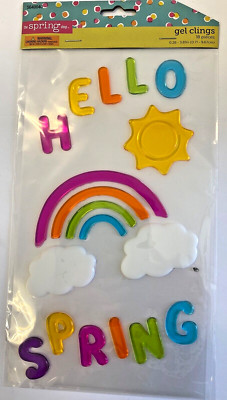 Hello Spring  Window Gel Cling Rainbow sun weather classroom decor