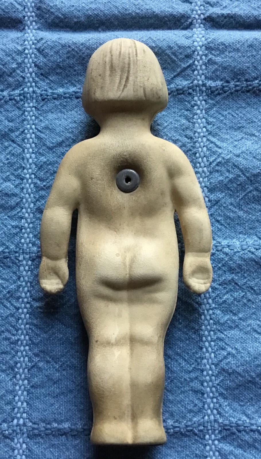 Antique Vtg Rubber Squeak Squeaky Doll - 1920’s - Triangle over Squeaker - Works
