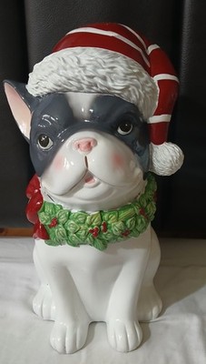 Tk Maxx French Bulldog With Christmas Hat & Garland Coller With Bow