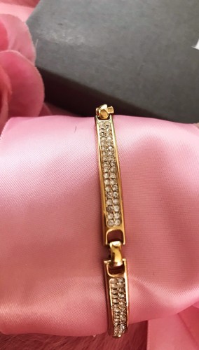 Vintage Christian Dior Tennis Bracelet Rhinestone Signed French Costume Jewelry