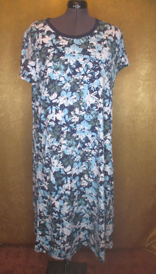 NWOT Cuddle Duds 3X P Blue Floral Lounge Dress