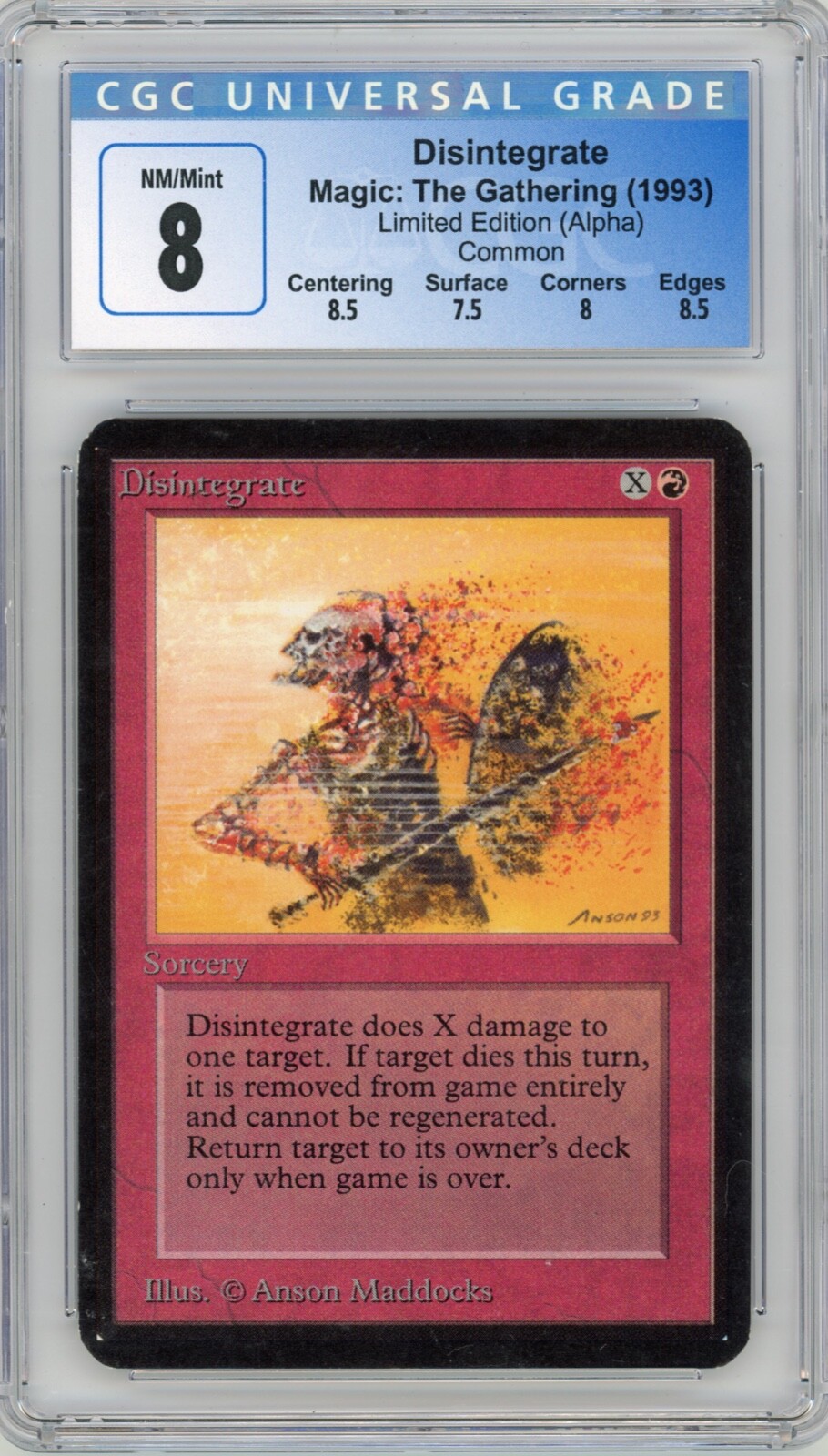 1993 MAGIC THE GATHERING MTG ALPHA LIMITED DISINTEGRATE CGC