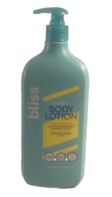 BLISS Cloud 9 BODY Lotion Lemon & Sage 16oz Vegan Design Bliss Lemon Lotion